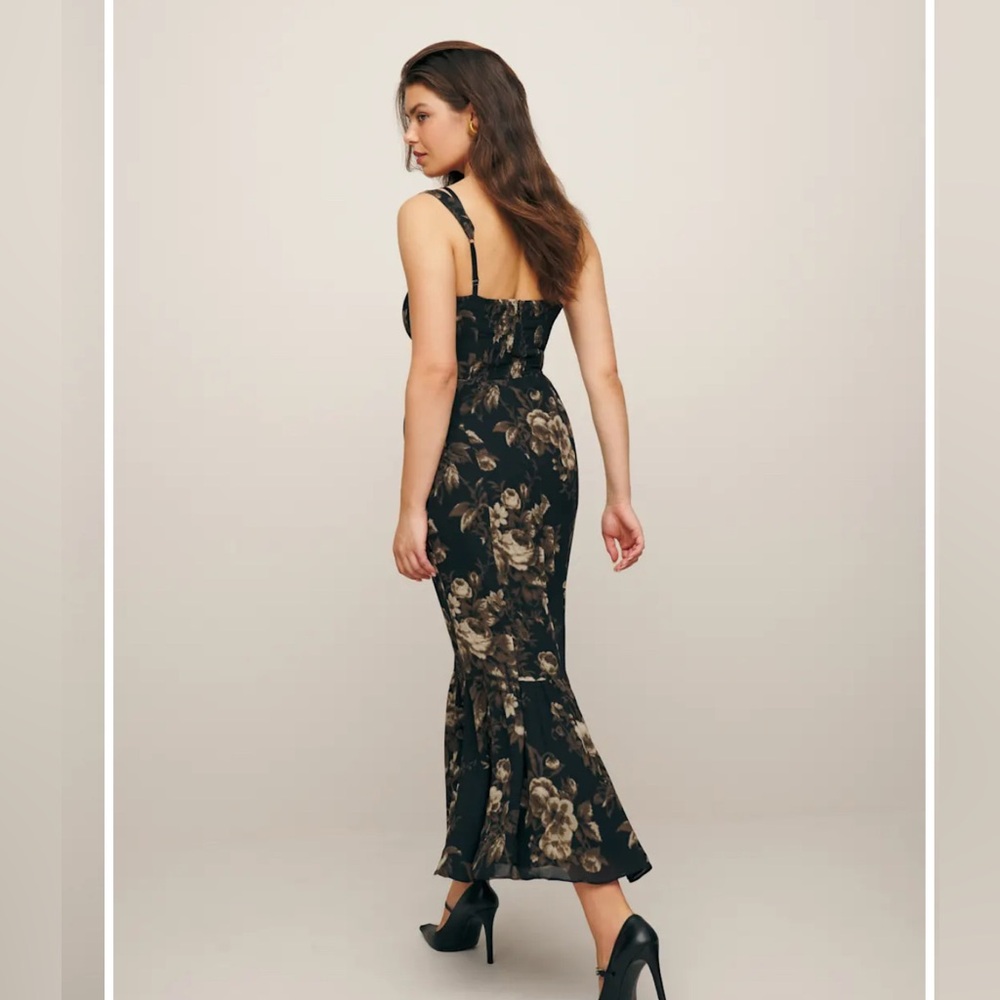 Reformation Irisa Dress Black Floral - Size 8 - Picture 2 of 6